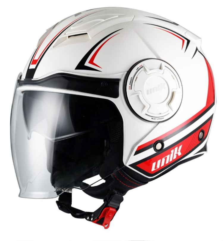 CASCO MOTO UNIK JET CJ11 VOLT GAFAS BLANCO ROJO XS